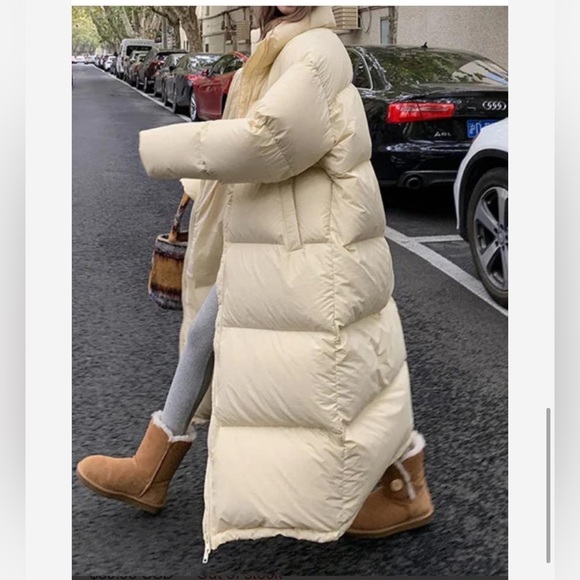 ๐ Zara NWT Long Creamy Puffer Down Coat โ Size S - Picture 8 of 13
